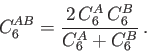 \begin{displaymath}
C_6^{AB} = {{2 \, C_6^A \, C_6^B} \over {C_6^A + C_6^B}} \> .%
\end{displaymath}